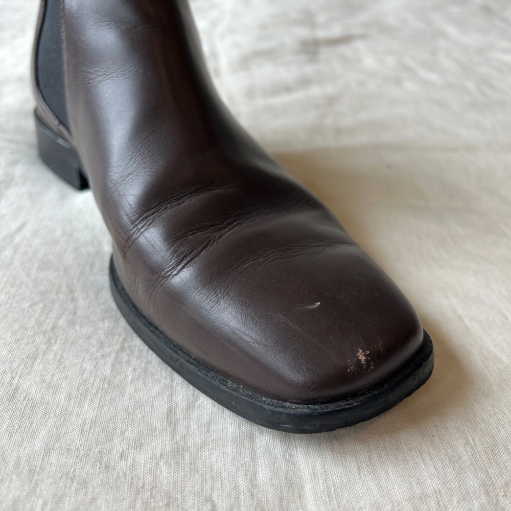 RARE The Italian Leather Square Toe Chelsea Boot in Brown/Black - Picture 7 of 11